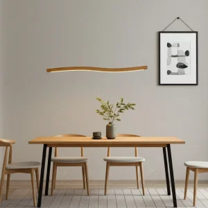 Designer Pendelleuchte aus Eichenholz, leicht abgesetzt, LED-Pendelleuchte - Lyra