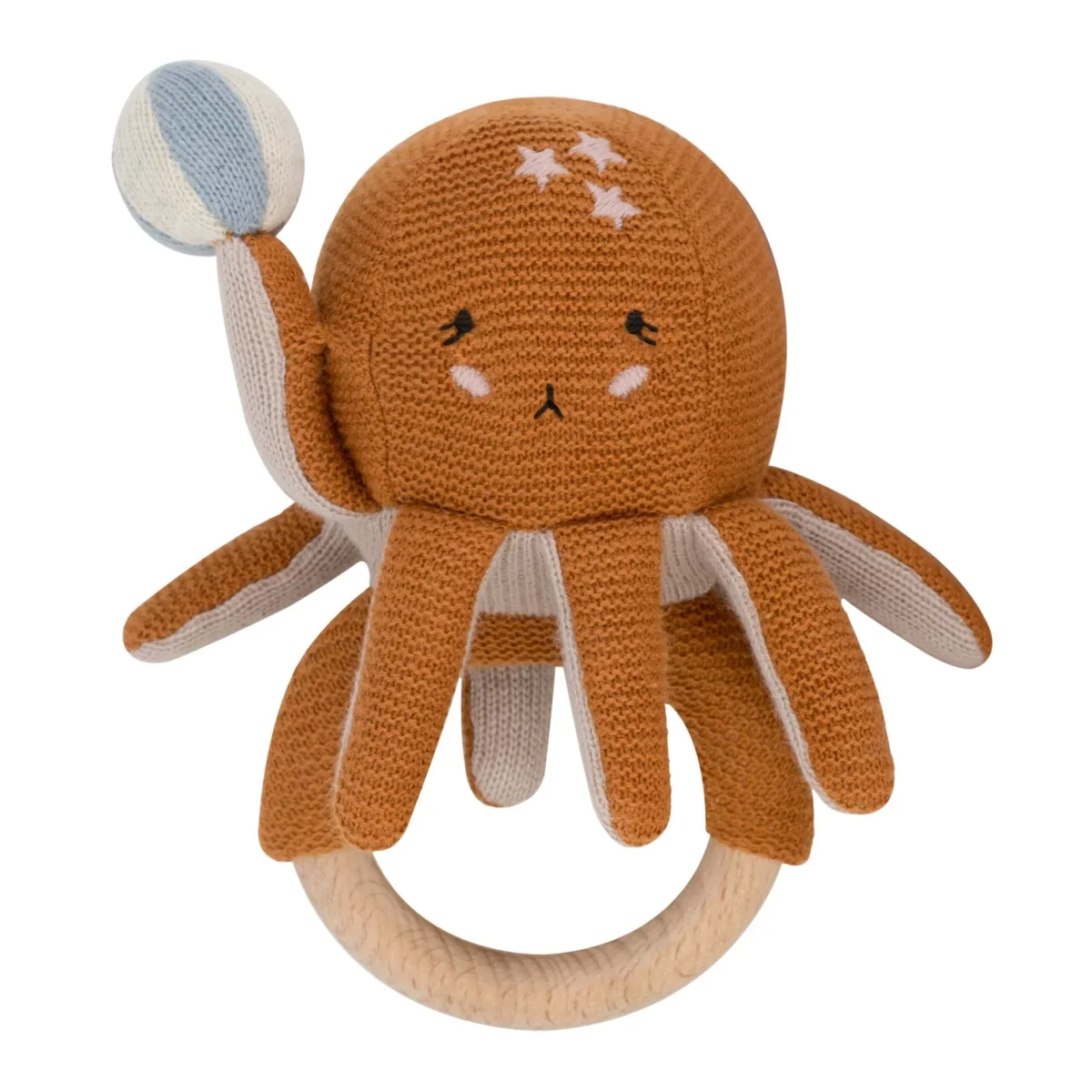 Baby Bello Rassel OZZY THE OCTOPUS braun | 7x12x13cm – Bild 2