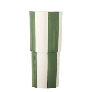 Bloomingville Vase FLOKI grün creme gestreift | Ø14x31cm