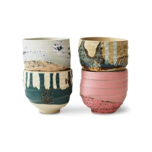 HKliving Becher COFFEE CUPS Artist Ceramics 4er Set | Ø8x7,5cm