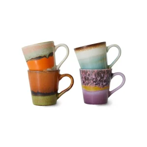 HKliving Espresso Becher RETRO Espresso Mug 70´s bunt 4er Set | Ø 8cm