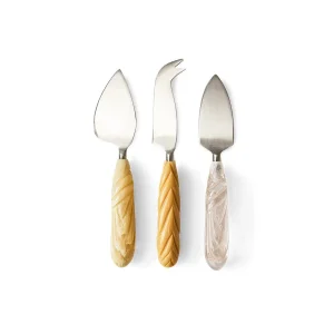 HKliving Käsemesser Cheese Knives CREAM 3er Set natur