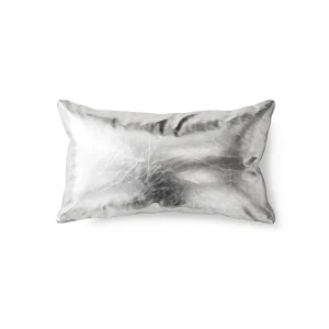 HKliving Kissen SILVER Kunstleder silber | 60x35x5cm