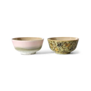 HKliving Ramen Bowls ASCEND 70's bunt 2er Set | 19x19x8,5cm