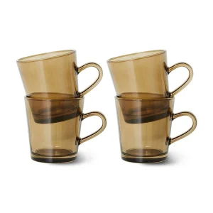 HKliving Tasse BROWN braun 4er Set | 7x11x8cm