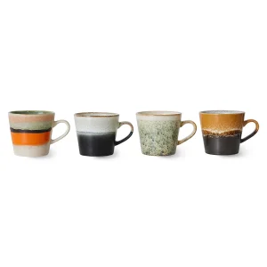 HKliving Tasse VERVE Cappuccino Mug 70's bunt 4er Set | 12x9,5x8,5cm