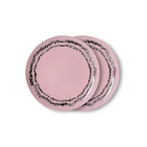 HKliving Teller Kuchenteller BLASE 70s Ceramics rosa 2er Set | 17,5x17,5x2cm