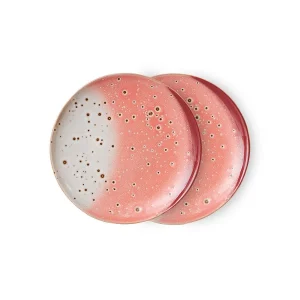 HKliving Teller Kuchenteller LYCHEE 70s Ceramics bunt 2er Set | Ø17,5x2cm