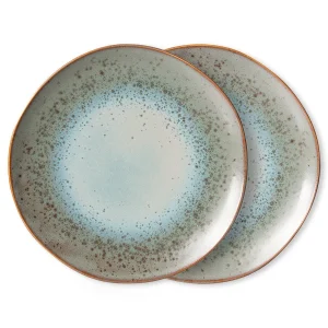 HKliving Teller MINERAL 70s Ceramics bunt 2er Set | Ø27,5x2cm