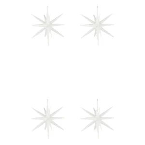 House Doctor Ornamente 4er Set SPIKE weiß glitzer | Ø 12 cm