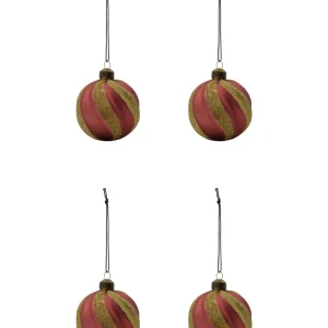 House Doctor Weihnachtskugel SWIRL rot 4er Set | Ø8cm