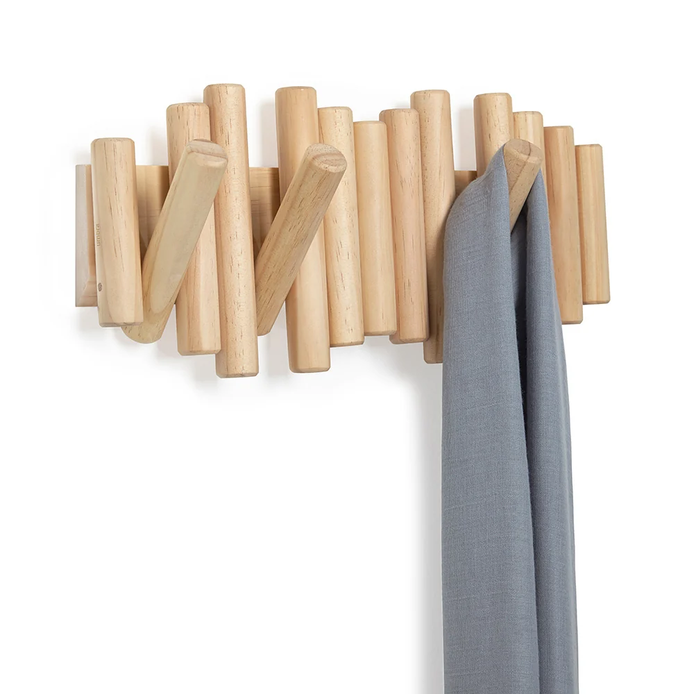 Wandgarderobe Holz klappbare Haken schwarz Umbra – Bild 6