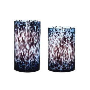 Hübsch Vase LEO blau burgundy 2er Set | Ø 20x37 cm