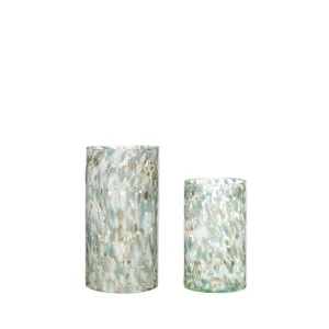 Hübsch Vase LIBRA weiß salbei gold 2er Set | Ø 20x37 cm