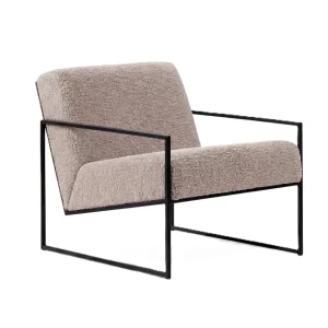 by Crea® Sessel KENT Schwarzer Rahmen Greige Bouclé-Kissen