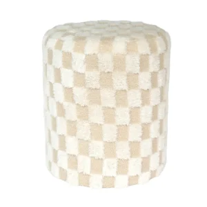 Leitmotiv Pouf CHECKER weiß | Ø 41x48 cm