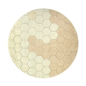 Lorena Canals waschbarer Teppich ROUND HONEYCOMB Gold | 140x140cm