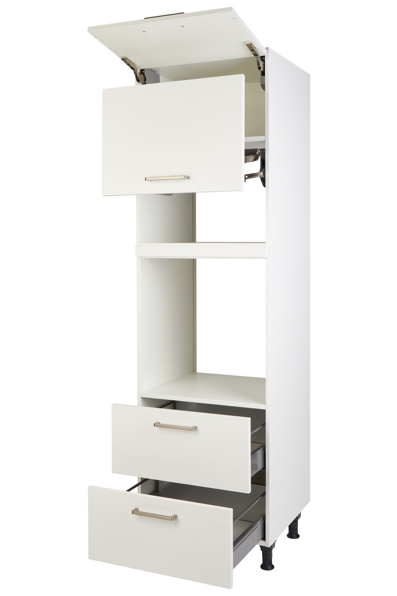 Hochschrank Geräte-Umbau, 1 Lifttür für Mikrowelle, 1 Klappe, 2 Auszüge, 332 Alpinweiss, 60 cm, nobilia elements GLO2A-1 – Bild 4
