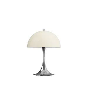 Louis Poulsen Tischleuchte PANTHELLA 250 CHROME OPAL BEIGE portable | Ø25x34,6cm