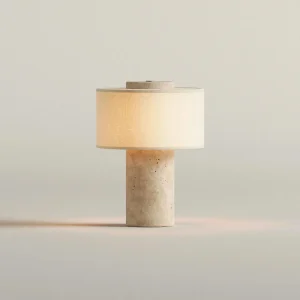 Blossholm Tischleuchte AURIE Travertine portable | Ø 18x24cm