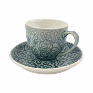 Tasse mit Unterteller »flower dusty blue« 200ml