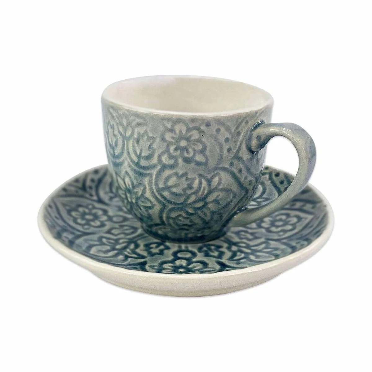Tasse mit Unterteller »flower dusty blue« 200ml – Bild 2