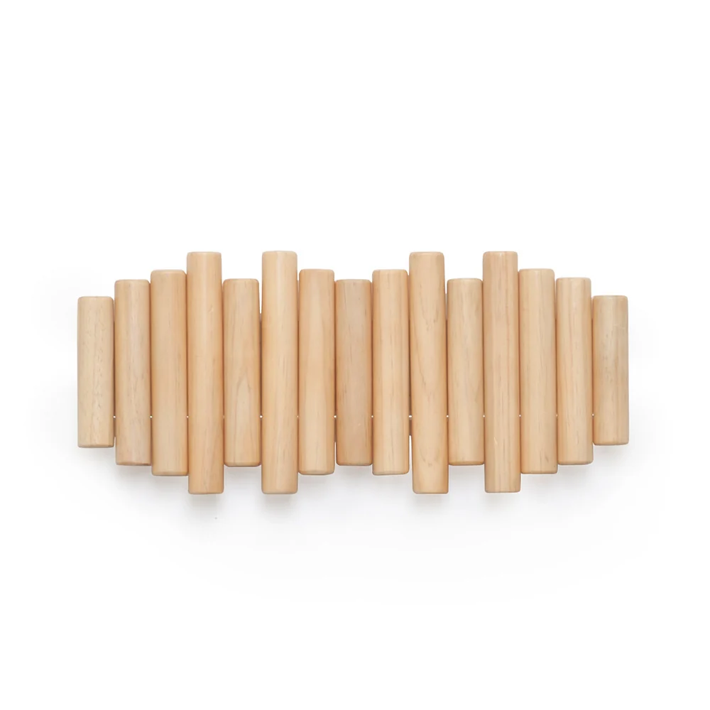 Wandgarderobe Holz klappbare Haken schwarz Umbra – Bild 8